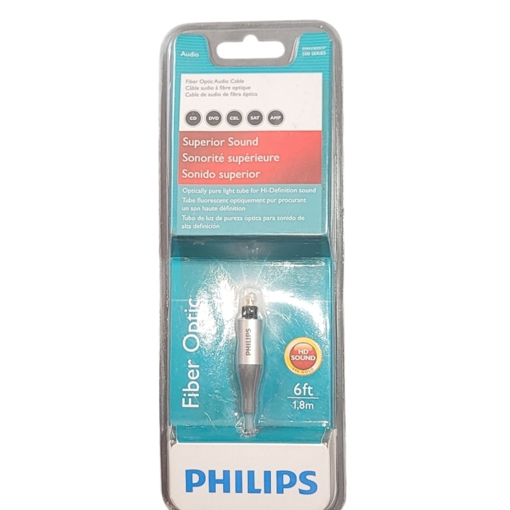 Philips Fiber Optic Audio Cable 6 foot long Superior Hi-Definition Sound NIP NEW